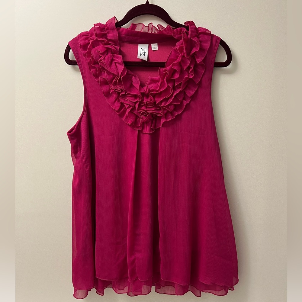 Marc Bouwer SZ Large vintage like new fuchsia ruffled top